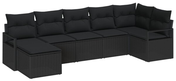 Kanapé Szett párnával 7 pcs Fekete polirattan
