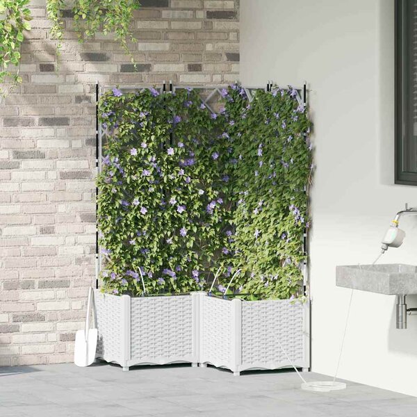 VidaXL Kerti cserép 3 pcs Fehér 80 x 80 x 142 cm Műanyag