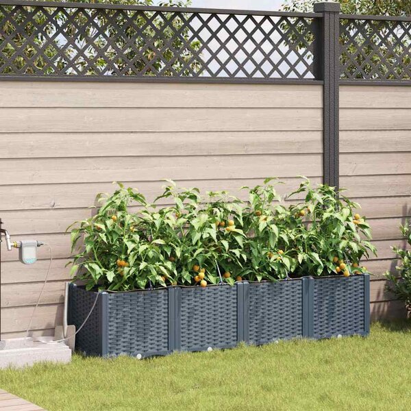 VidaXL Kerti cserép 4 pcs Világosszürke 160 x 40 x 37,5 cm Műanyag