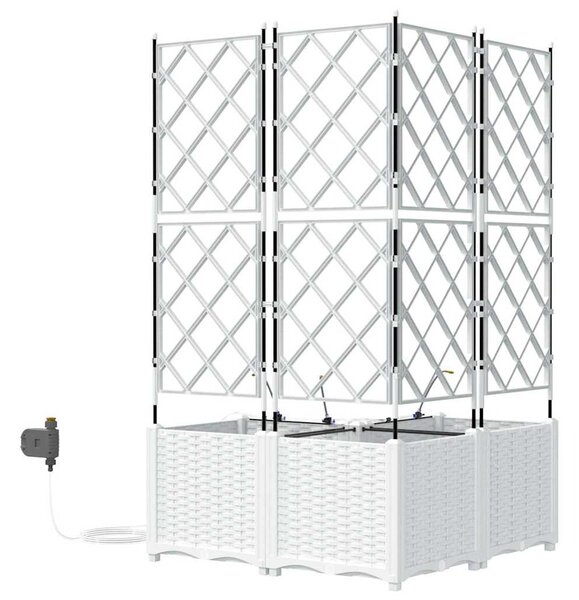 VidaXL Kerti cserép 3 pcs Fehér 80 x 80 x 142 cm Műanyag