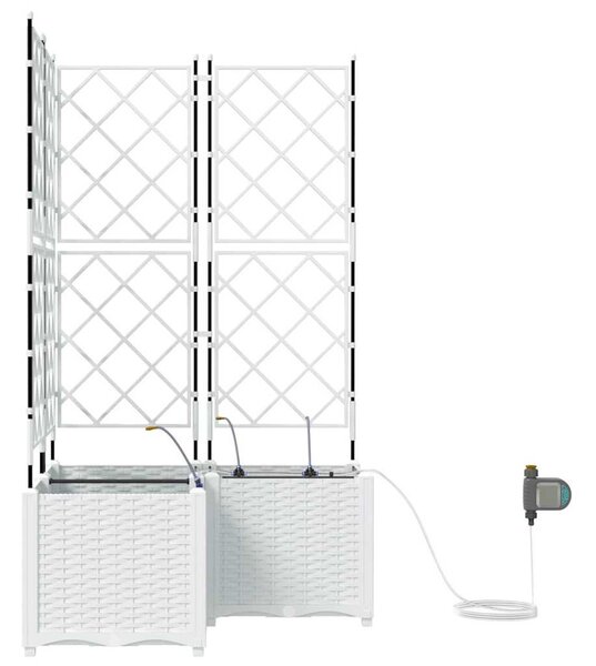 VidaXL Kerti cserép 3 pcs Fehér 80 x 80 x 142 cm Műanyag