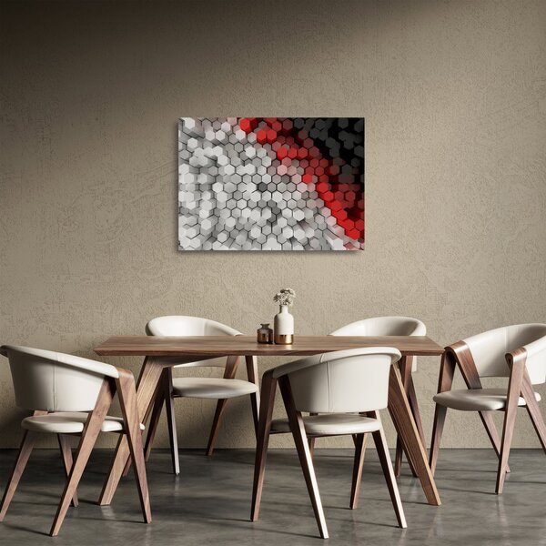 Kép - 3D hatszögek (üvegen) (70x50 cm)