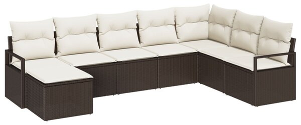 Kerti Kanapé Szett 8 pcs Barna Poli rattan