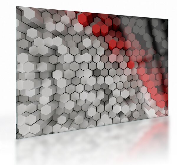 Kép - 3D hatszögek (üvegen) (70x50 cm)