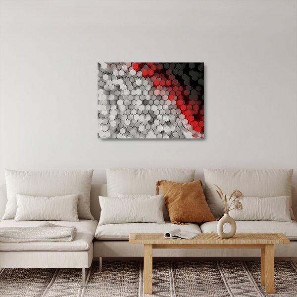 Kép - 3D hatszögek (üvegen) (70x50 cm)