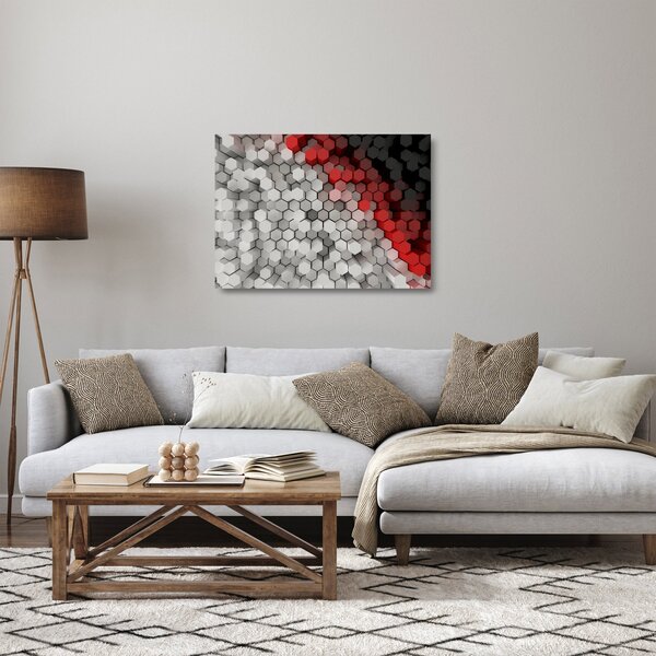 Kép - 3D hatszögek (üvegen) (70x50 cm)