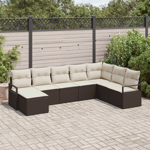Kerti Kanapé Szett 8 pcs Barna Poli rattan
