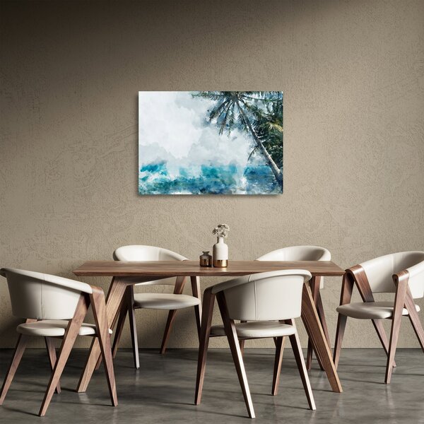 Egy pálmafa képe a tenger felett (üvegen) (70x50 cm)