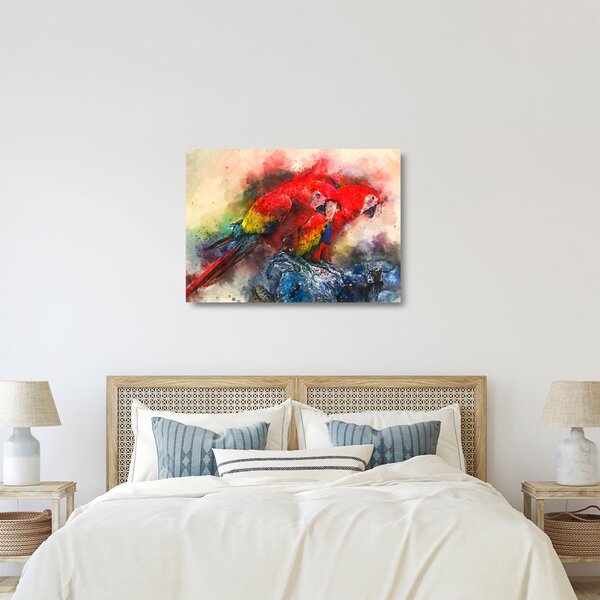 Vörös ara papagájok képe (üvegen) (70x50 cm)