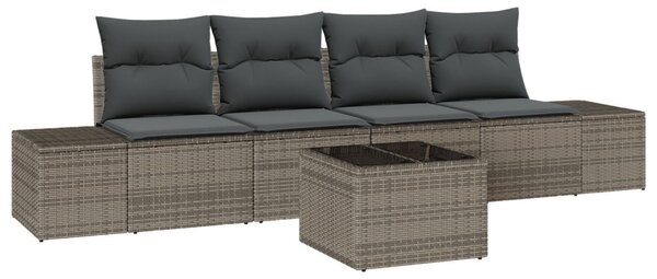 Kanapé Szett párnával párnával 5 pcs Szürke polirattan