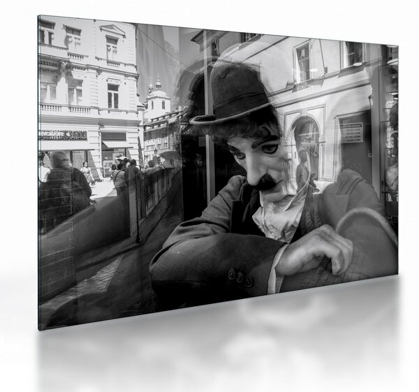 Kép - Charles Chaplin, Prágában (üvegen) (70x50 cm)
