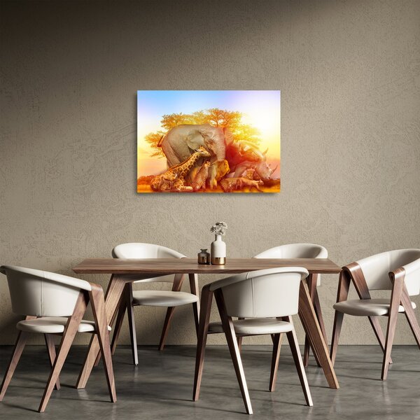 Afrikai állatok képe (üvegen) (70x50 cm)