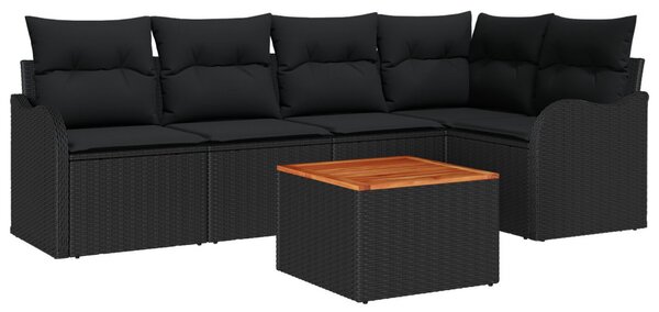 Kerti Kanapé Szett tárolóval 6 pcs Fekete polirattan