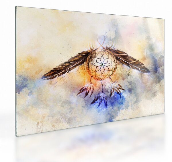 Kép - Álomfogó tollas (üvegen) (70x50 cm)
