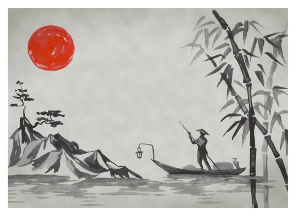 Kép - Fuji-hegy (üvegen) (70x50 cm)