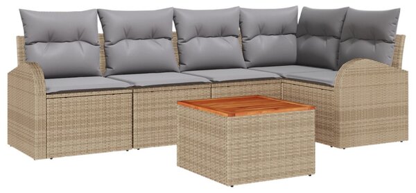 Kerti Kanapé Szett 6 db Beige és Világosszürke polirattan
