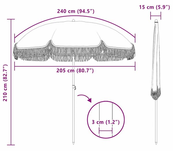 Napernyő Sárga és Fehér Ø 205 x 209 cm Acél