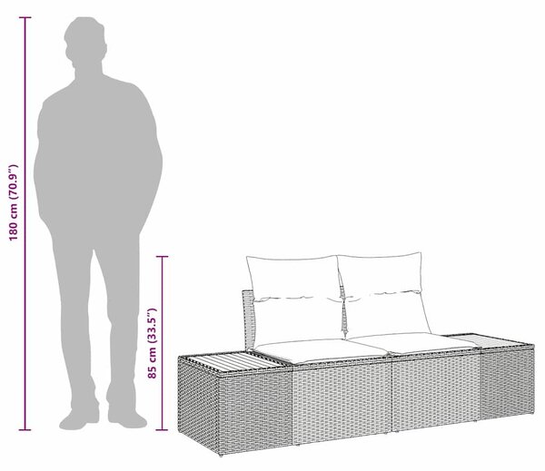 Kerti kanapé Bézs 184 x 62 x 85cm polirattan