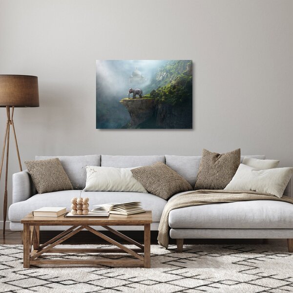 Kép - Az elefánt a Taj Mahal tetején (üvegen) (70x50 cm)