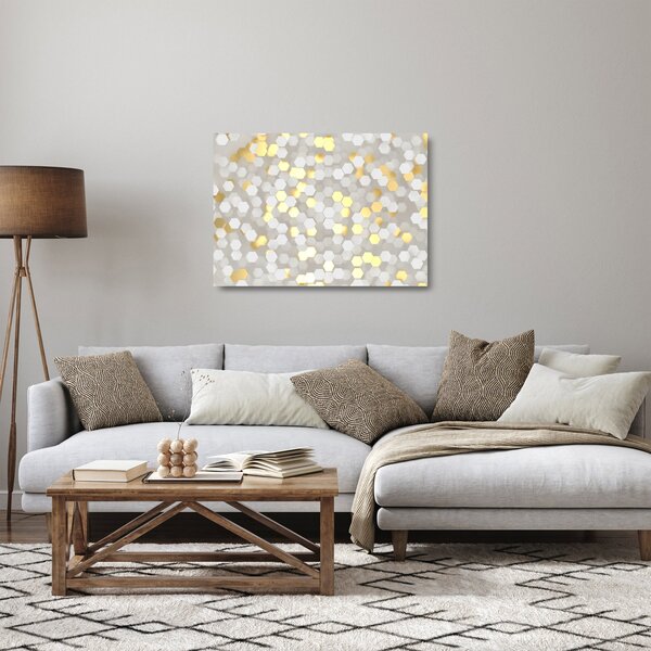 Kép - Arany és fehér hatszögek (üvegen) (70x50 cm)