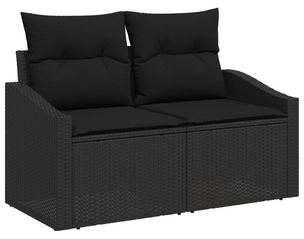 Kerti Kanapé Szett tárolóval 10 pcs Fekete polirattan