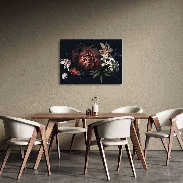 Kép - sötét virágok (üvegen) (70x50 cm)