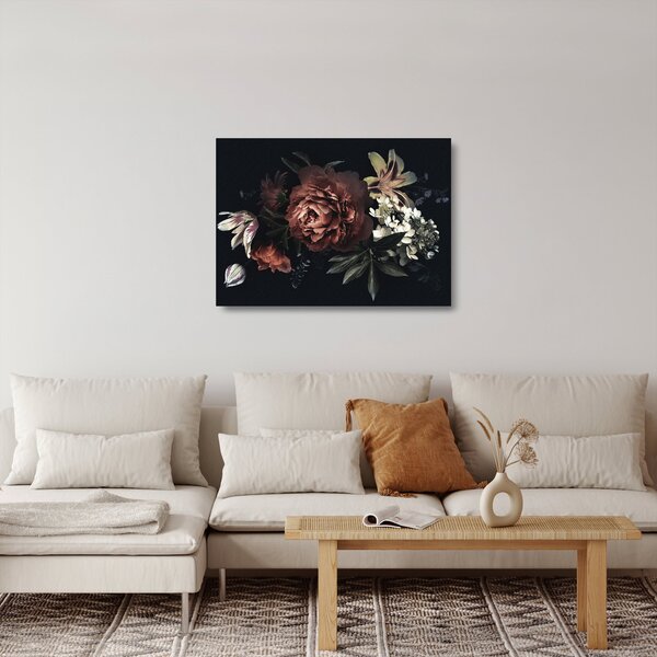 Kép - sötét virágok (üvegen) (70x50 cm)