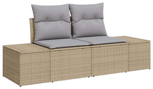 Kerti Kanapé Szett 9 pcs Beige és Világosszürke polirattan