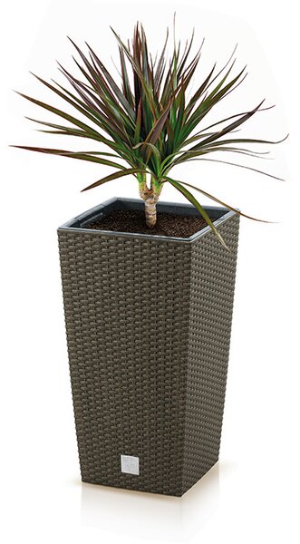 Rato Square ECO Rattan Hatású Magas Kaspó Természetes Barna