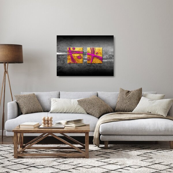Fekete alapon színes négyzetek képe (üvegen) (70x50 cm)