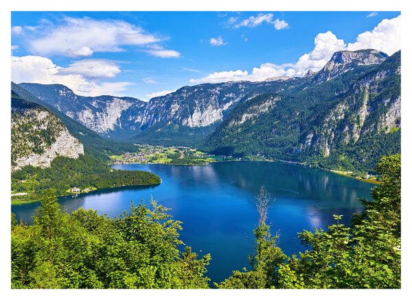 Kép - Hallstatt tó, Hallstatt, Austria (üvegen) (70x50 cm)