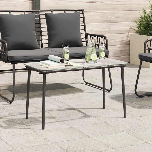 Kerti Asztal Fekete 80 x 40 x 45 cm polirattan