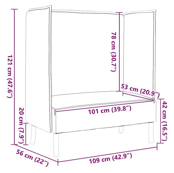 VidaXL Magas háttámlás szófák 101cm Rózsaszín szövet