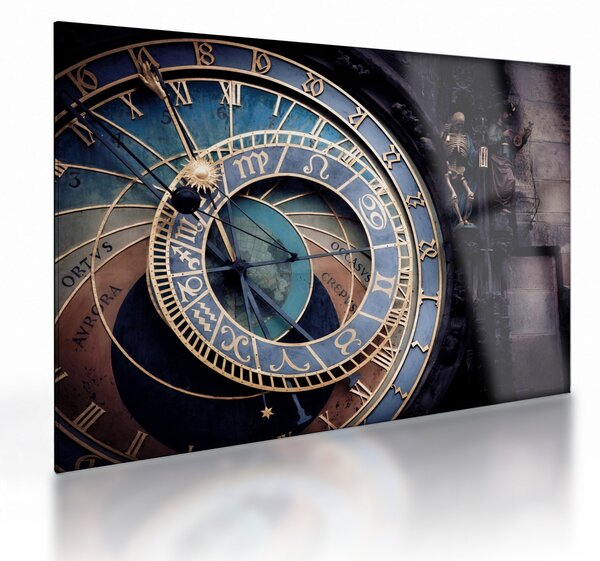 Kép - Orloj, Prága (üvegen) (70x50 cm)