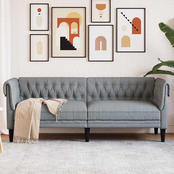 Chesterfield kanapé Világosszürke 201.5 x 74.5 x 74.5 cm szövet
