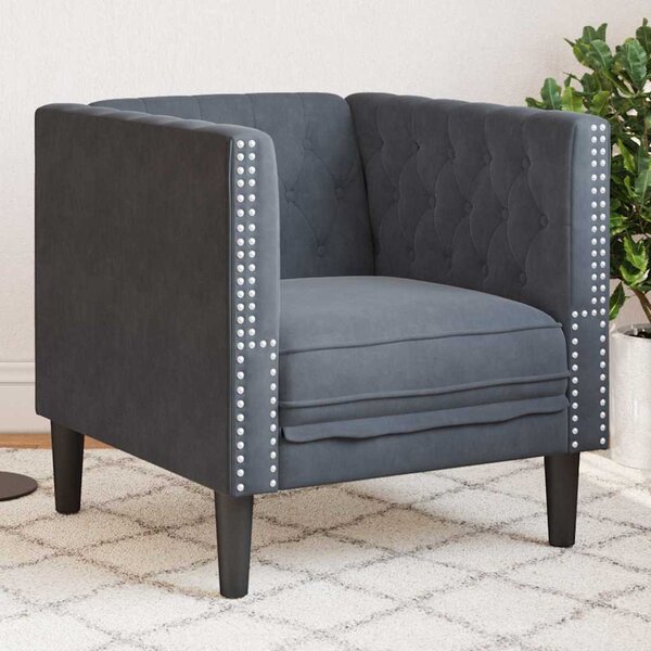 Chesterfield Kanapé Szék Argyle Sötétszürke 71 x 74.5 x 70.5 cm