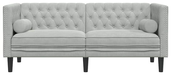 Chesterfield kanapé Világosszürke 174 x 74.5 x 70.5 cm Bársony