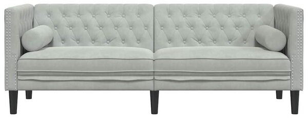 Chesterfield kanapé Világosszürke 194 x 74.5 x 70.5 cm Bársony