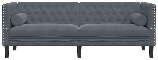 Chesterfield kanapé Sötétszürke 194 x 74.5 x 70.5 cm Bársony