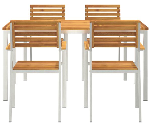 Kert étkező szett 5 pcs Szilárd akácfa és rozsdamentes acél