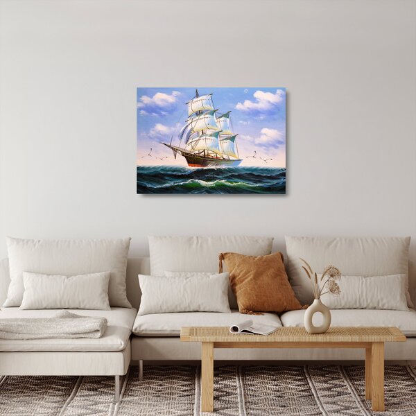 Kép egy hajóról a hullámokon (üvegen) (70x50 cm)