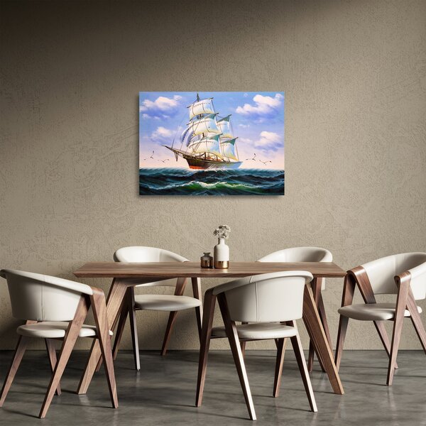 Kép egy hajóról a hullámokon (üvegen) (70x50 cm)