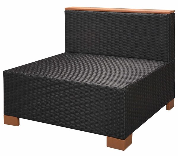 9-részes fekete polyrattan kerti bútorszett párnákkal