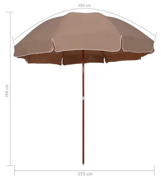 Tópszínű napernyő acélrúddal 300 cm