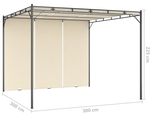 Krémszínű kerti pavilon oldalfüggönnyel 3 x 3 x 2,25 m