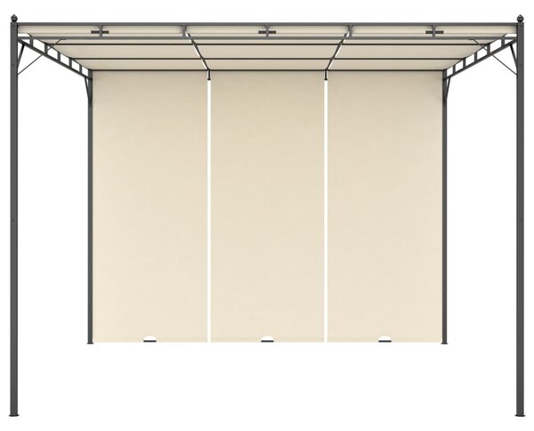 Krémszínű kerti pavilon oldalfüggönnyel 3 x 3 x 2,25 m