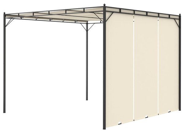Krémszínű kerti pavilon oldalfüggönnyel 3 x 3 x 2,25 m