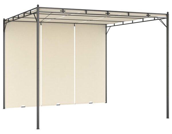 Krémszínű kerti pavilon oldalfüggönnyel 3 x 3 x 2,25 m