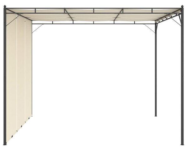 Krémszínű kerti pavilon oldalfüggönnyel 3 x 3 x 2,25 m