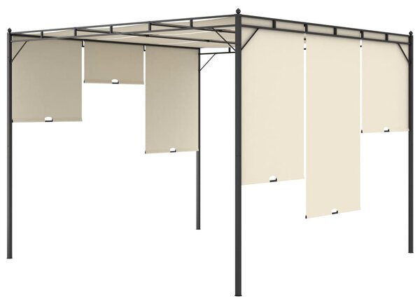 Krémszínű kerti pavilon oldalfüggönnyel 3 x 3 x 2,25 m